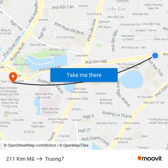 211 Kim Mã to Truong7 map