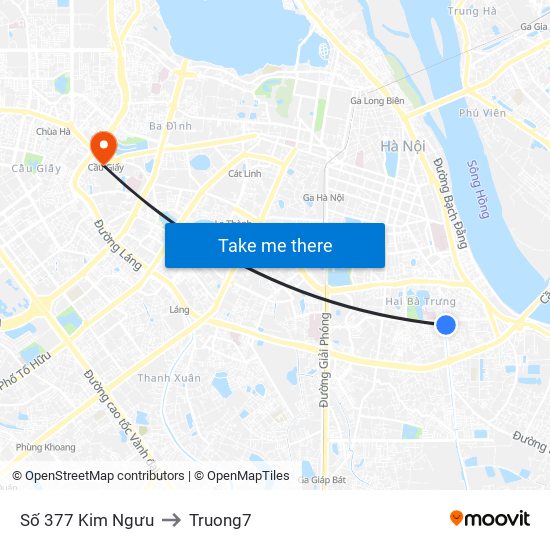 Số 377 Kim Ngưu to Truong7 map