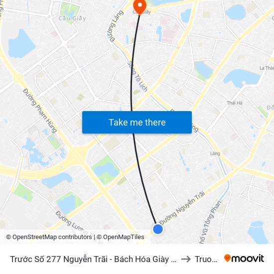 Trước Số 277 Nguyễn Trãi - Bách Hóa Giày Thượng Đình to Truong7 map