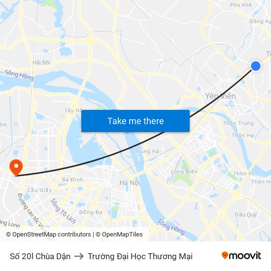 Số 20l Chùa Dận to Trường Đại Học Thương Mại map