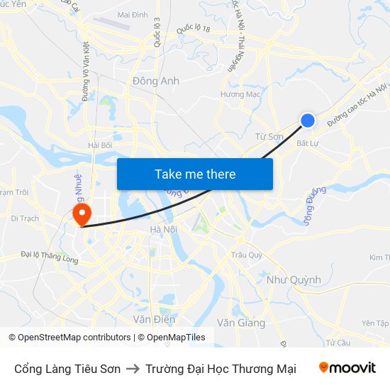 Cổng Làng Tiêu Sơn to Trường Đại Học Thương Mại map