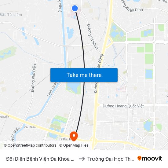 Đối Diện Bệnh Viện Đa Khoa Phương Đông to Trường Đại Học Thương Mại map