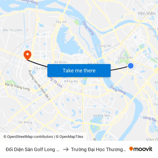 Đối Diện Sân Golf  Long Biên to Trường Đại Học Thương Mại map