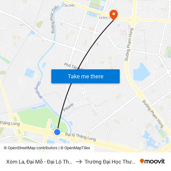 Xóm La, Đại Mỗ - Đại Lộ Thăng Long to Trường Đại Học Thương Mại map