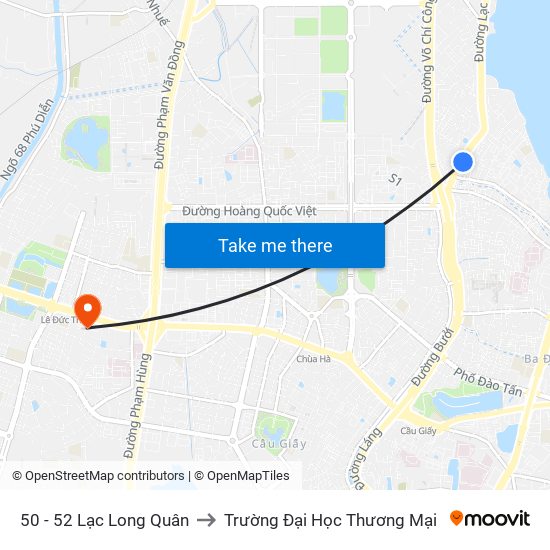 50 - 52 Lạc Long Quân to Trường Đại Học Thương Mại map