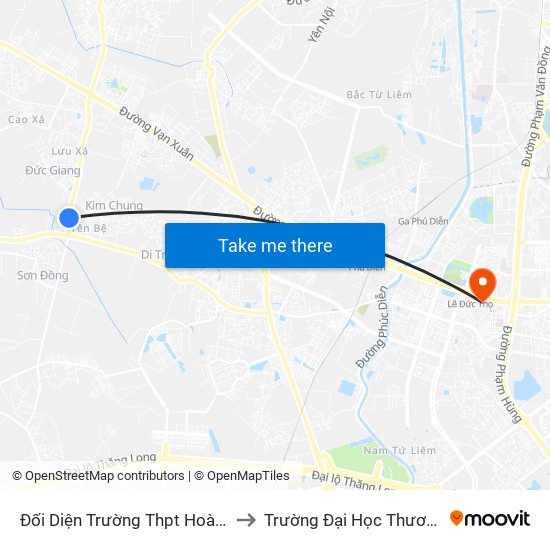 Đối Diện Trường Thpt Hoài Đức A to Trường Đại Học Thương Mại map