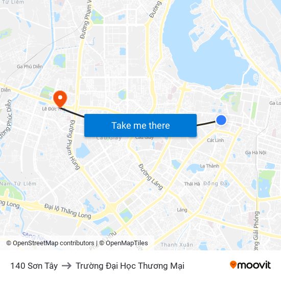 140 Sơn Tây to Trường Đại Học Thương Mại map