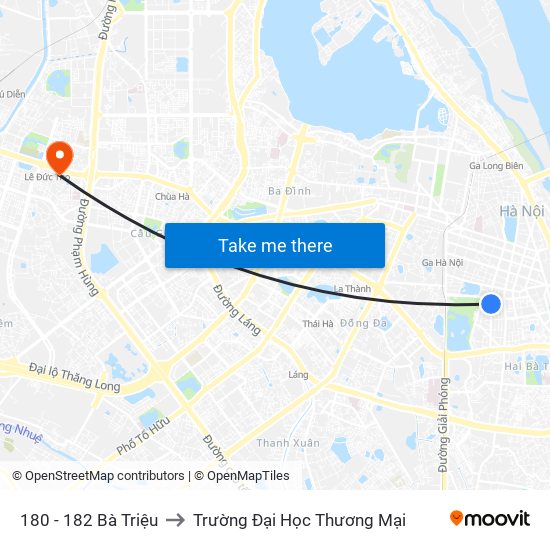 180 - 182 Bà Triệu to Trường Đại Học Thương Mại map