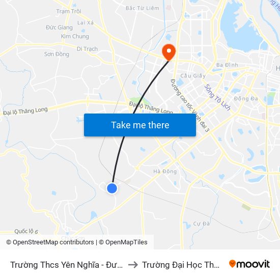 Trường Thcs Yên Nghĩa - Đường Yên Lộ to Trường Đại Học Thương Mại map