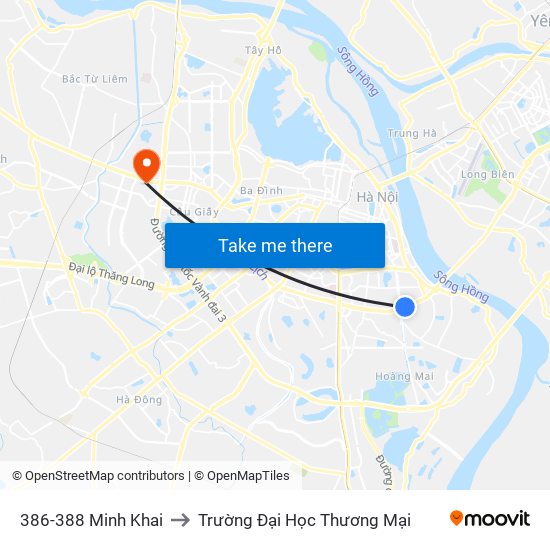 386-388 Minh Khai to Trường Đại Học Thương Mại map