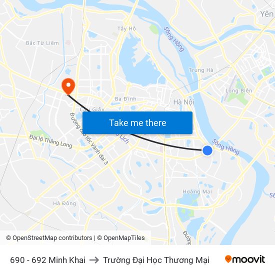 690 - 692 Minh Khai to Trường Đại Học Thương Mại map