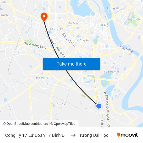 Công Ty 17 Lữ Đoàn 17 Binh Đoàn 12 - Ngọc Hồi to Trường Đại Học Thương Mại map