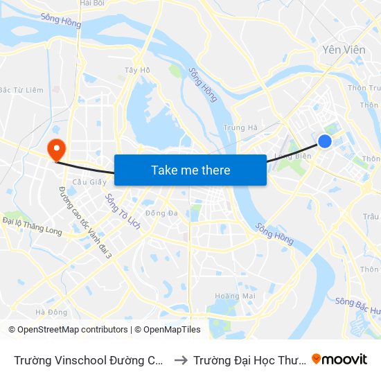 Trường Vinschool Đường Chu Huy Mân to Trường Đại Học Thương Mại map