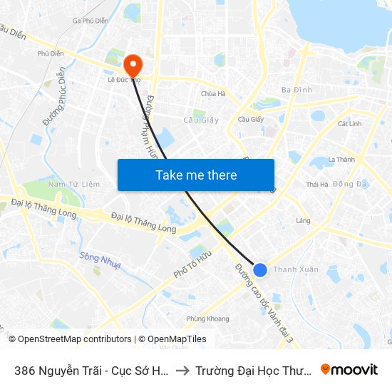 386 Nguyễn Trãi - Cục Sở Hữu Trí Tuệ to Trường Đại Học Thương Mại map