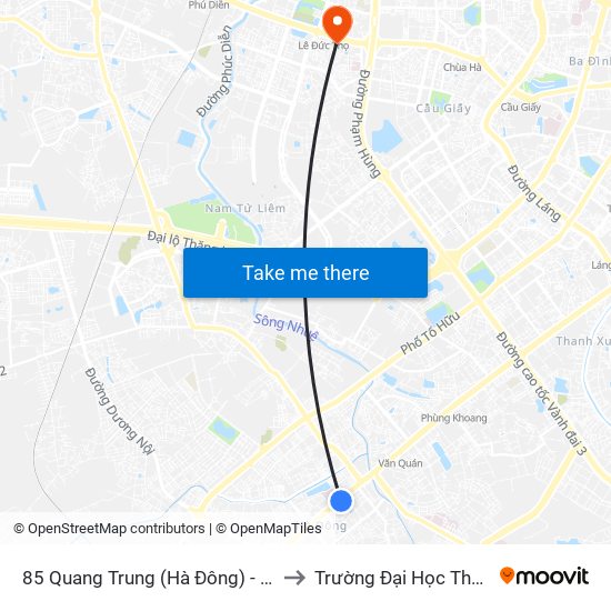 85 Quang Trung (Hà Đông) - Đình Cầu Đơ to Trường Đại Học Thương Mại map