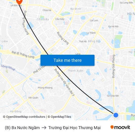 (B) Bx Nước Ngầm to Trường Đại Học Thương Mại map