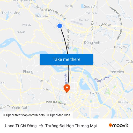 Ubnd Tt Chi Đông to Trường Đại Học Thương Mại map