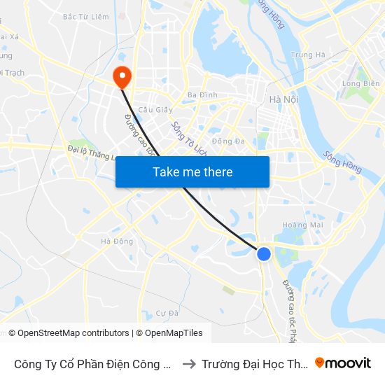 Công Ty Cổ Phần Điện Công Nghiệp Hà Nội to Trường Đại Học Thương Mại map