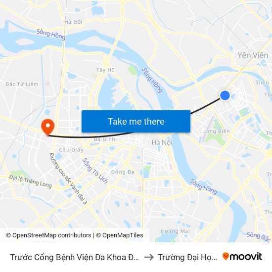 Trước Cổng Bệnh Viện Đa Khoa Đức Giang 15m, Trường Lâm to Trường Đại Học Thương Mại map