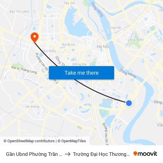 Gần Ubnd Phường Trần Phú to Trường Đại Học Thương Mại map