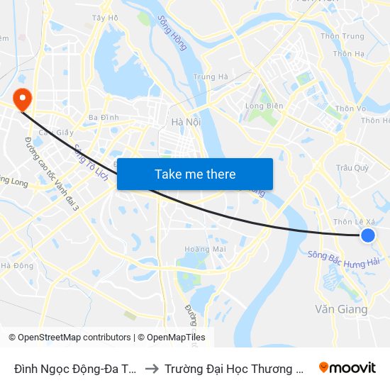 Đình Ngọc Động-Đa Tốn to Trường Đại Học Thương Mại map