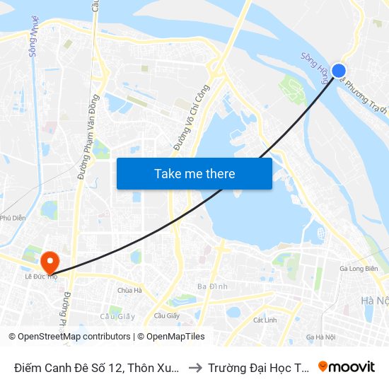 Điếm Canh Đê Số 12, Thôn Xuân Canh- Đê 406 to Trường Đại Học Thương Mại map