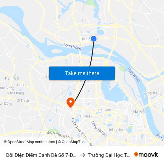 Đối Diện Điếm Canh Đê Số 7-Đê Tả Sông Hồng to Trường Đại Học Thương Mại map