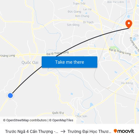 Trước Ngã 4 Cấn Thượng - Tl412b to Trường Đại Học Thương Mại map