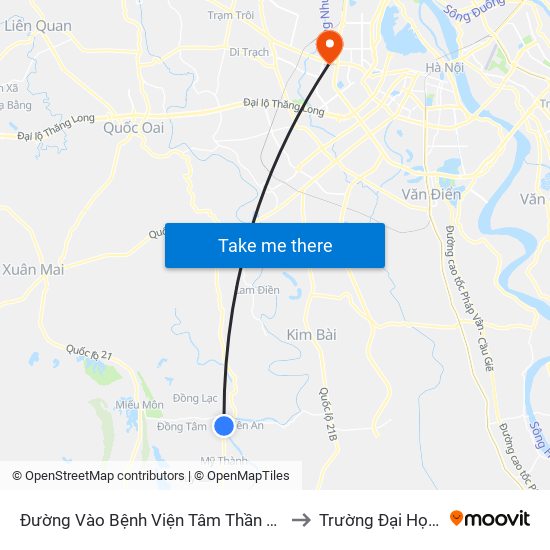 Đường Vào Bệnh Viện Tâm Thần Huyện Mỹ Đức Khoảng 50m to Trường Đại Học Thương Mại map