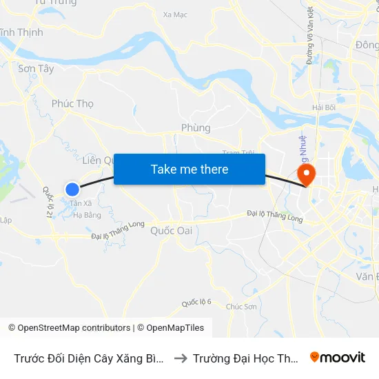 Trước Đối Diện Cây Xăng Bình Yên 20m to Trường Đại Học Thương Mại map