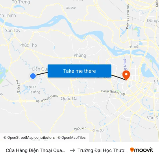Cửa Hàng Điện Thoại Quang Chính to Trường Đại Học Thương Mại map