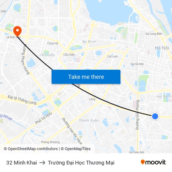 32 Minh Khai to Trường Đại Học Thương Mại map