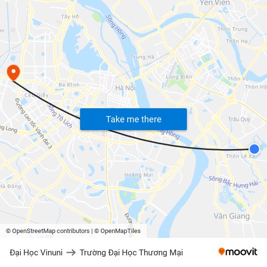 Đại Học Vinuni to Trường Đại Học Thương Mại map