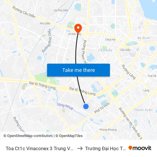 Tòa Ct1c Vinaconex 3 Trung Văn - Nam Từ Liêm to Trường Đại Học Thương Mại map