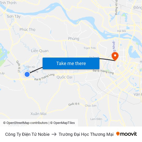 Công Ty Điện Tử Nobie to Trường Đại Học Thương Mại map