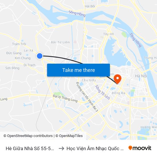 Hè Giữa Nhà Số 55-57 Phố Nhổn to Học Viện Âm Nhạc Quốc Gia Việt Nam map