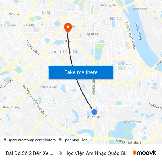 Dải Đỗ Số 2 Bến Xe Giáp Bát to Học Viện Âm Nhạc Quốc Gia Việt Nam map