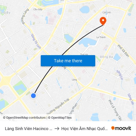 Làng Sinh Viên Hacinco - Nguyễn Tuân to Học Viện Âm Nhạc Quốc Gia Việt Nam map