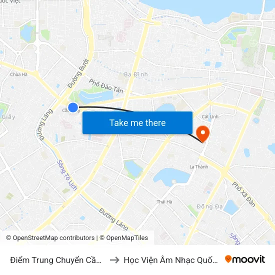 Điểm Trung Chuyển Cầu Giấy - Gtvt 01 to Học Viện Âm Nhạc Quốc Gia Việt Nam map