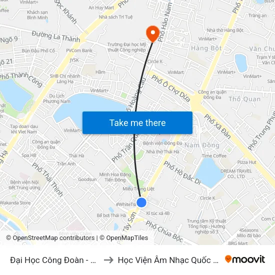 Đại Học Công Đoàn - 169 Tây Sơn to Học Viện Âm Nhạc Quốc Gia Việt Nam map