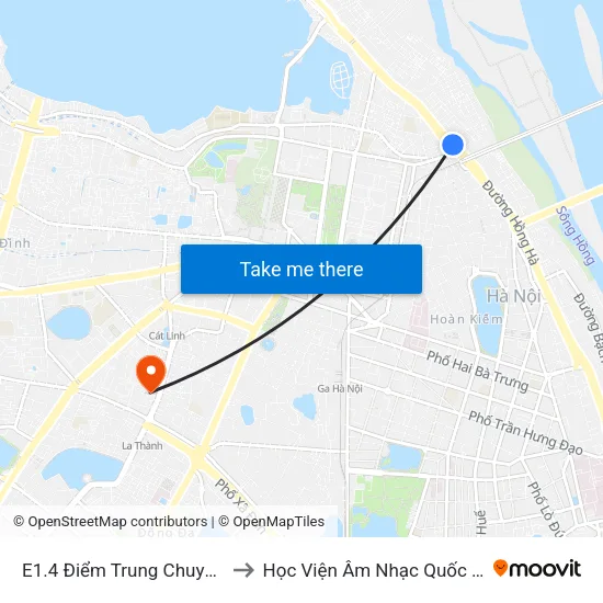 E1.4 Điểm Trung Chuyển Long Biên to Học Viện Âm Nhạc Quốc Gia Việt Nam map