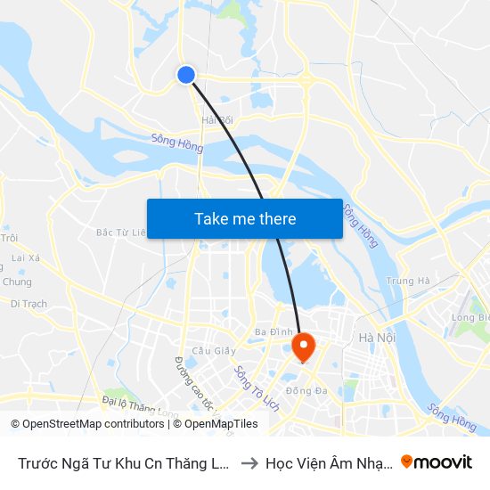 Trước Ngã Tư Khu Cn Thăng Long 100m (Chiều Nội Bài - Hà Nội) to Học Viện Âm Nhạc Quốc Gia Việt Nam map