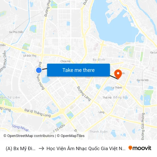 (A) Bx Mỹ Đình to Học Viện Âm Nhạc Quốc Gia Việt Nam map