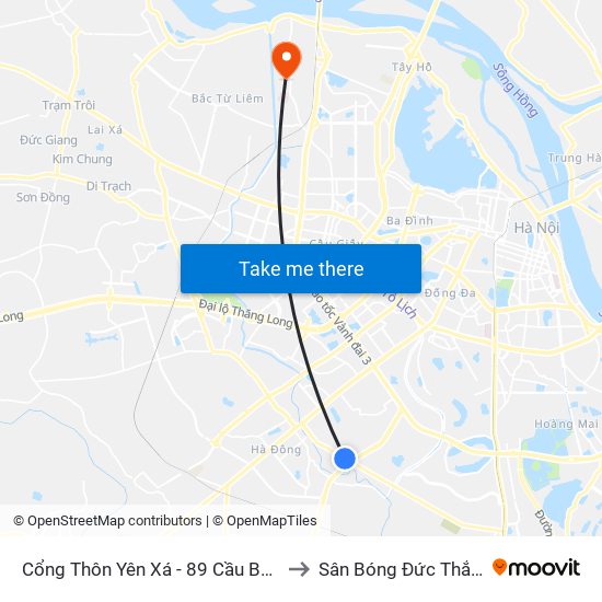 Cổng Thôn Yên Xá - 89 Cầu Bươu to Sân Bóng Đức Thắng map