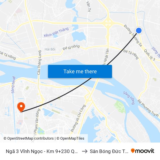 Ngã 3 Vĩnh Ngọc - Km 9+230 Quốc Lộ 3 to Sân Bóng Đức Thắng map