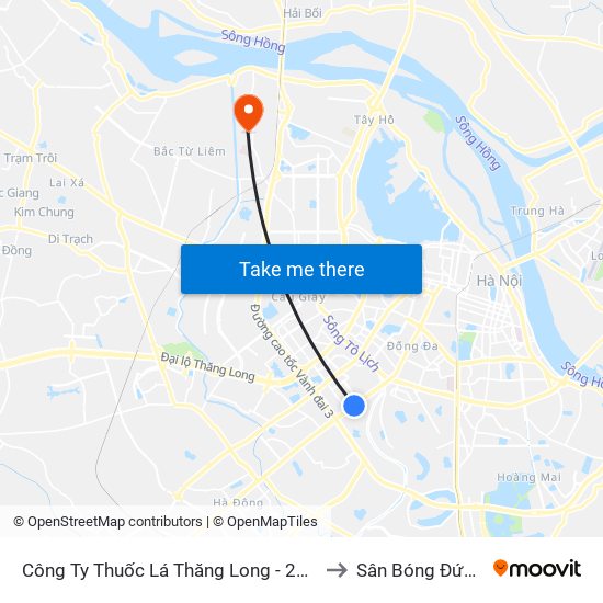 Công Ty Thuốc Lá Thăng Long - 235 Nguyễn Trãi to Sân Bóng Đức Thắng map