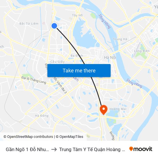 Gần Ngõ 1 Đỗ Nhuận to Trung Tâm Y Tế Quận Hoàng Mai map