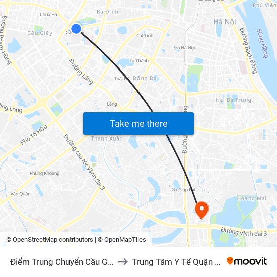 Điểm Trung Chuyển Cầu Giấy - Gtvt 02 to Trung Tâm Y Tế Quận Hoàng Mai map