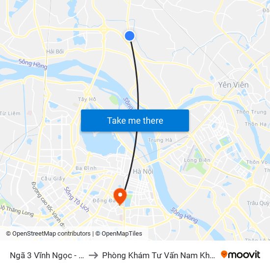 Ngã 3 Vĩnh Ngọc - Km 9+230 Quốc Lộ 3 to Phòng Khám Tư Vấn Nam Khoa Phụ Khoa Hà Nội 152 Xã Đàn map