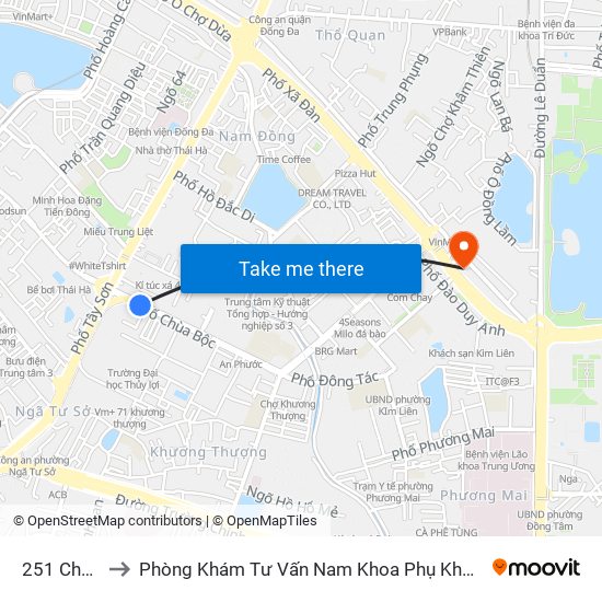 251 Chùa Bộc to Phòng Khám Tư Vấn Nam Khoa Phụ Khoa Hà Nội 152 Xã Đàn map